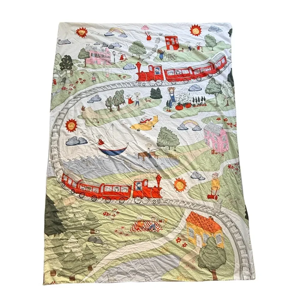IKEA UTELEK Twin Duvet Cover Train Woodland Animals Vintage Kids Bedding